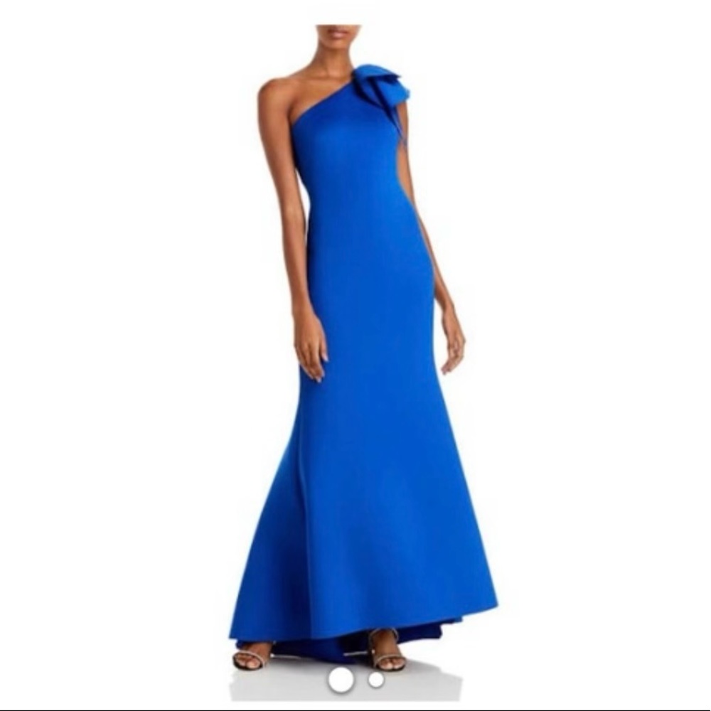 Eliza J ruffled one shoulder gown